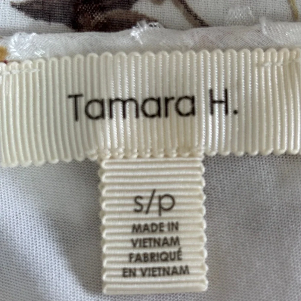 Tamara‎ H Floral Butterfly Boho Fairy Swiss Dot Blouson Top White S Tie Sleeve - Picture 9 of 12